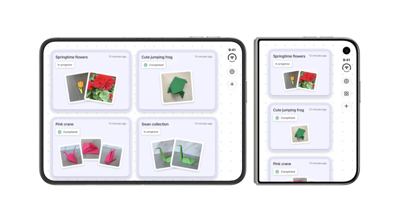 iOS 27.1 SDK対応の作例がiPhone Duoの内側画面を端まで使うAppleの公式画像